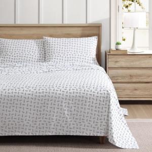 imageEddie Bauer  Twin Sheet Set Cotton Percale Bedding Set Crisp ampamp Cool Home Decor Dorm Room Essentials Animal Tracks White TwinLaurel Leaves Green