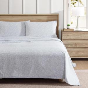imageEddie Bauer  Twin Sheet Set Cotton Percale Bedding Set Crisp ampamp Cool Home Decor Dorm Room Essentials Animal Tracks White TwinLittle Blossom Grey