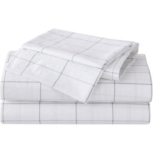 imageEddie Bauer  Twin Sheet Set Cotton Percale Bedding Set Crisp ampamp Cool Home Decor Dorm Room Essentials Animal Tracks White TwinNorthern Plaid WhiteGrey