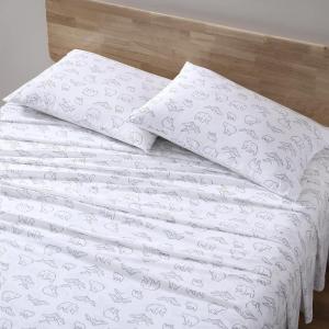 imageEddie Bauer  Twin Sheet Set Cotton Percale Bedding Set Crisp ampamp Cool Home Decor Dorm Room Essentials Animal Tracks White TwinSmokey Bear Camp WhiteGrey