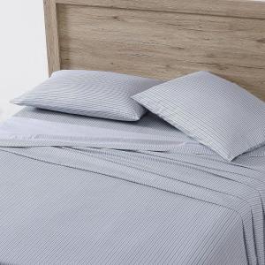 imageEddie Bauer  Twin Sheet Set Cotton Percale Bedding Set Crisp ampamp Cool Home Decor Dorm Room Essentials Animal Tracks White TwinTicking Stripe BlueWhite