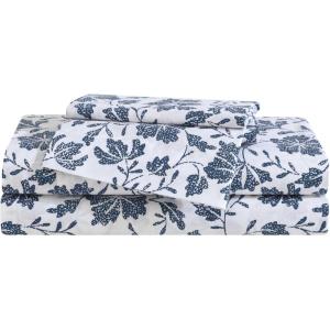 imageEddie Bauer  Twin Sheet Set Cotton Percale Bedding Set Crisp ampamp Cool Home Decor Dorm Room Essentials Animal Tracks White TwinWoodblock Floral Blue