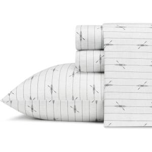 imageEddie Bauer  Twin Sheet Set Cotton Percale Bedding Set Crisp ampamp Cool Home Decor Dorm Room Essentials Sea Planes Blue TwinDownstream Light GreyGrey