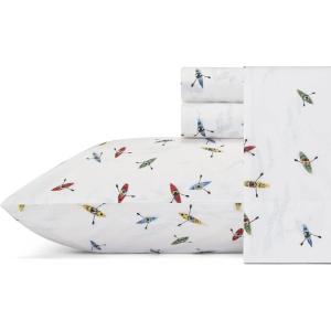 imageEddie Bauer  Twin Sheet Set Cotton Percale Bedding Set Crisp ampamp Cool Home Decor Dorm Room Essentials Sea Planes Blue TwinKayaks WhiteBlueRed