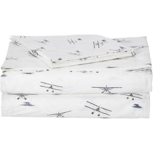 imageEddie Bauer  Twin Sheet Set Cotton Percale Bedding Set Crisp ampamp Cool Home Decor Dorm Room Essentials Sea Planes Blue TwinSea Planes WhiteRedBlue