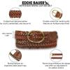 imageEddie Bauer Womens Casual Leather Belts with Durable Metal BuckleCenter Bar Woven  Brown