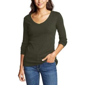 imageEddie Bauer Womens Favorite LongSleeve VNeck TShirtOlive Green