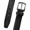 imageEddie Bauer Mens Casual Leather Belt with Metal BuckleFeather Edge  Black