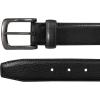 imageEddie Bauer Mens Casual Leather Belt with Metal BuckleFeather Edge  Black