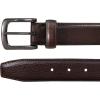 imageEddie Bauer Mens Casual Leather Belt with Metal BuckleFeather Edge  Brown