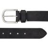 imageEddie Bauer Mens Casual Leather Belt with Metal BuckleHand Tacked  Black