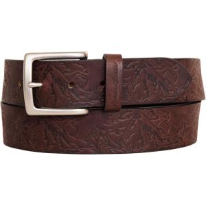 imageEddie Bauer Mens Casual Leather Belt with Metal BuckleDebossed Adventure  Brown
