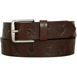 imageEddie Bauer Mens Casual Leather Belt with Metal BuckleEmbossed Sasquatch  Brown