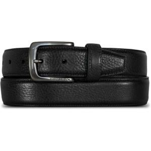 imageEddie Bauer Mens Casual Leather Belt with Metal BuckleFeather Edge  Black