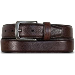 imageEddie Bauer Mens Casual Leather Belt with Metal BuckleFeather Edge  Brown