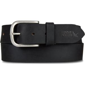 imageEddie Bauer Mens Casual Leather Belt with Metal BuckleHand Tacked  Black