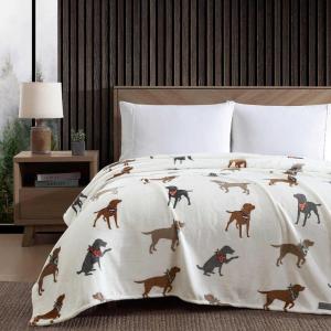 imageEddie Bauer  Twin Blanket Soft ampamp Cozy Bedding Quilted Home Decor Classic Solid Grey TwinDogs With Scarves White