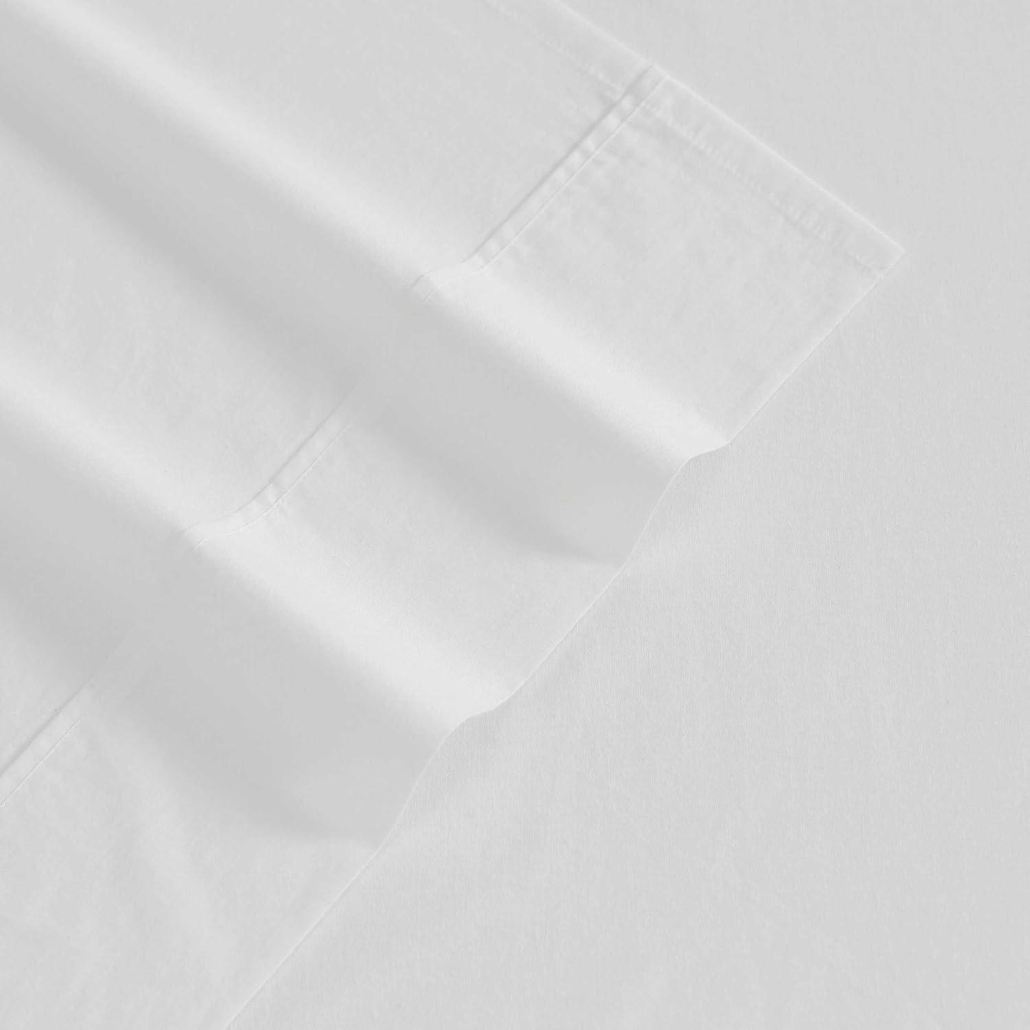 imageEddie Bauer  Queen Sheet Set Washed Percale Bedding Set with Deep Pockets Super Soft 100 Luxury Cotton with Smooth Percale Weave Percale Purple QueenPercale Offwhite