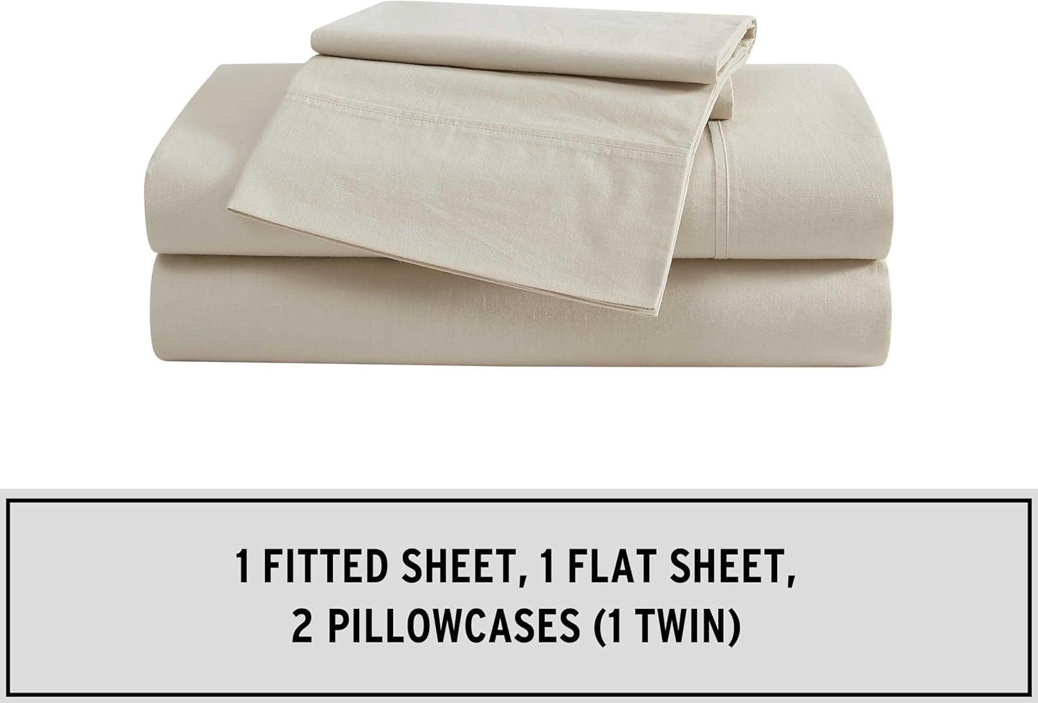 imageEddie Bauer  Queen Sheet Set Washed Percale Bedding Set with Deep Pockets Super Soft 100 Luxury Cotton with Smooth Percale Weave Percale Purple QueenPercale Light Grey