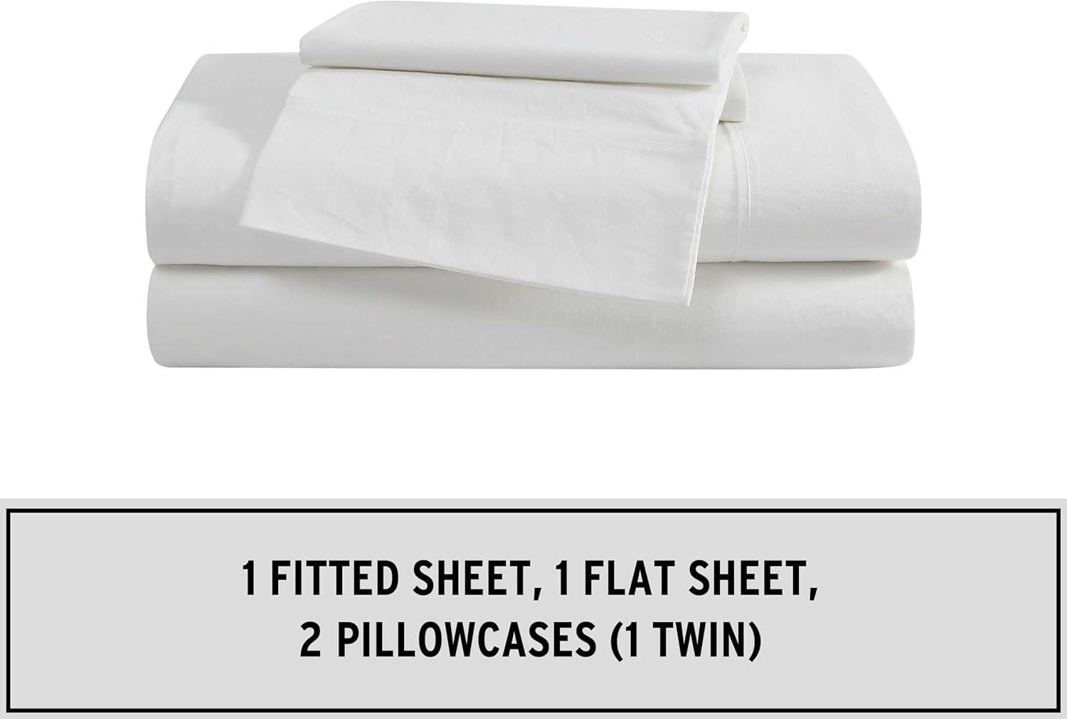 imageEddie Bauer  Queen Sheet Set Washed Percale Bedding Set with Deep Pockets Super Soft 100 Luxury Cotton with Smooth Percale Weave Percale Purple QueenPercale Offwhite