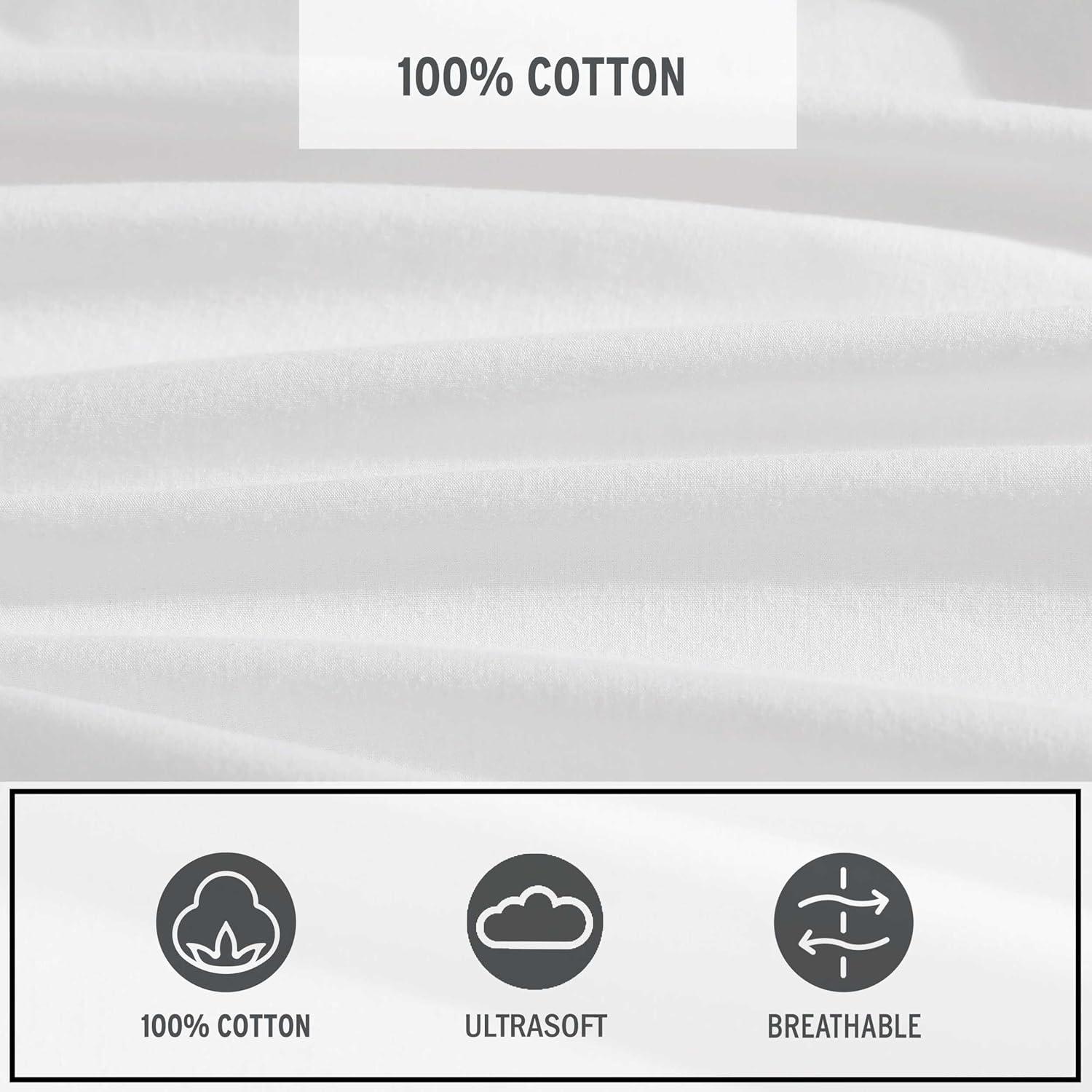imageEddie Bauer  Queen Sheet Set Washed Percale Bedding Set with Deep Pockets Super Soft 100 Luxury Cotton with Smooth Percale Weave Percale Purple QueenPercale Offwhite