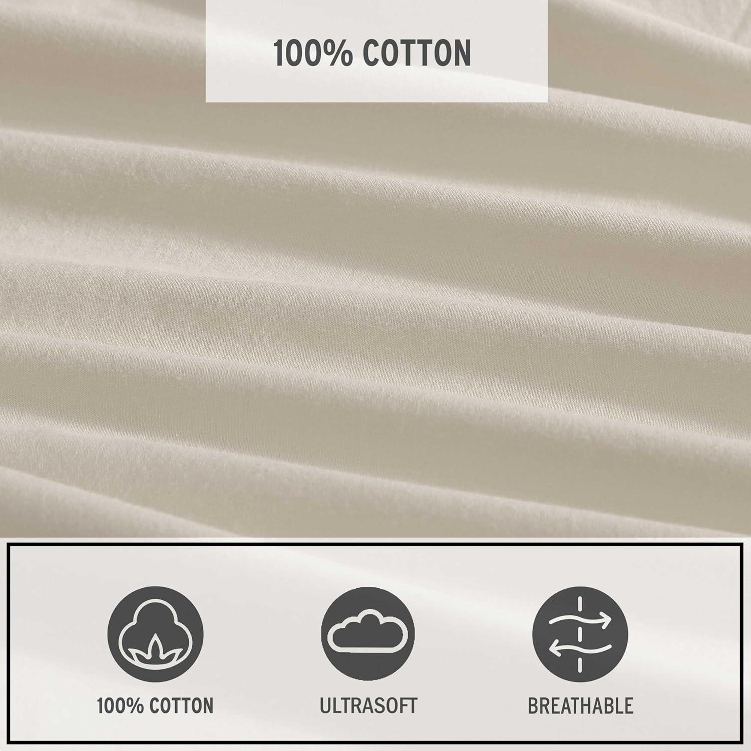 imageEddie Bauer  Queen Sheet Set Washed Percale Bedding Set with Deep Pockets Super Soft 100 Luxury Cotton with Smooth Percale Weave Percale Purple QueenPercale Light Grey