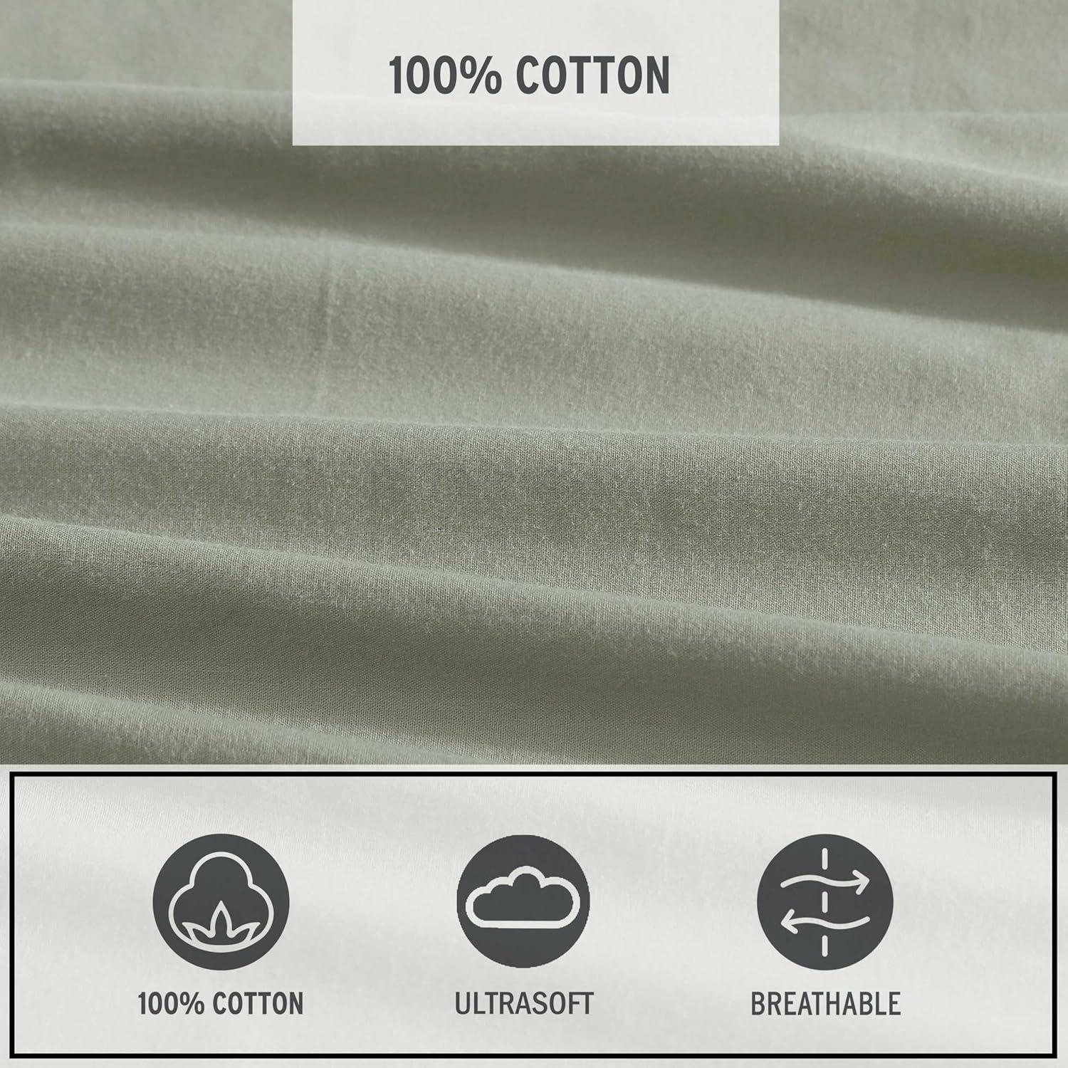 imageEddie Bauer  Queen Sheet Set Washed Percale Bedding Set with Deep Pockets Super Soft 100 Luxury Cotton with Smooth Percale Weave Percale Purple QueenPercale Green