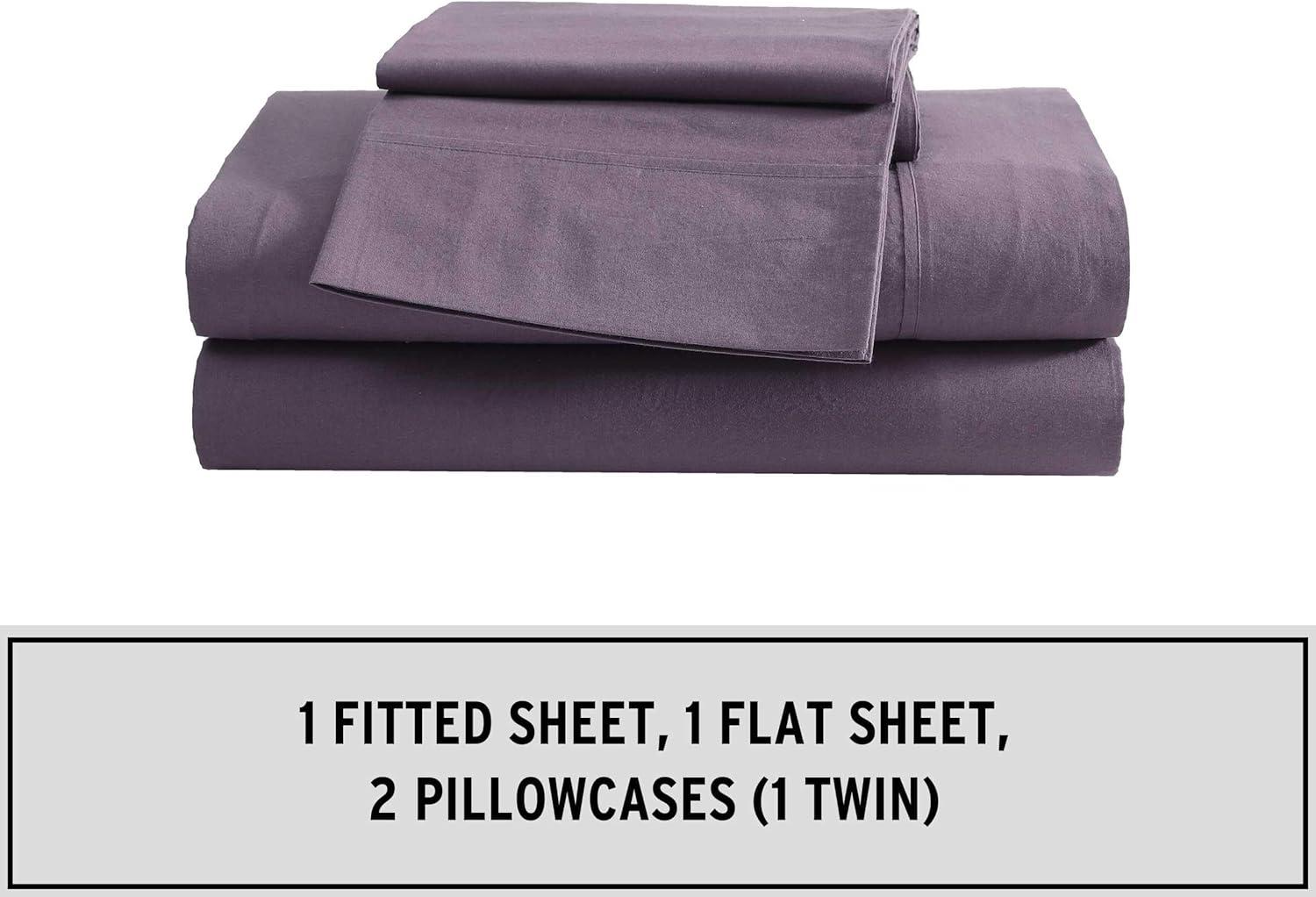 imageEddie Bauer  Queen Sheet Set Washed Percale Bedding Set with Deep Pockets Super Soft 100 Luxury Cotton with Smooth Percale Weave Percale Purple QueenPercale Purple