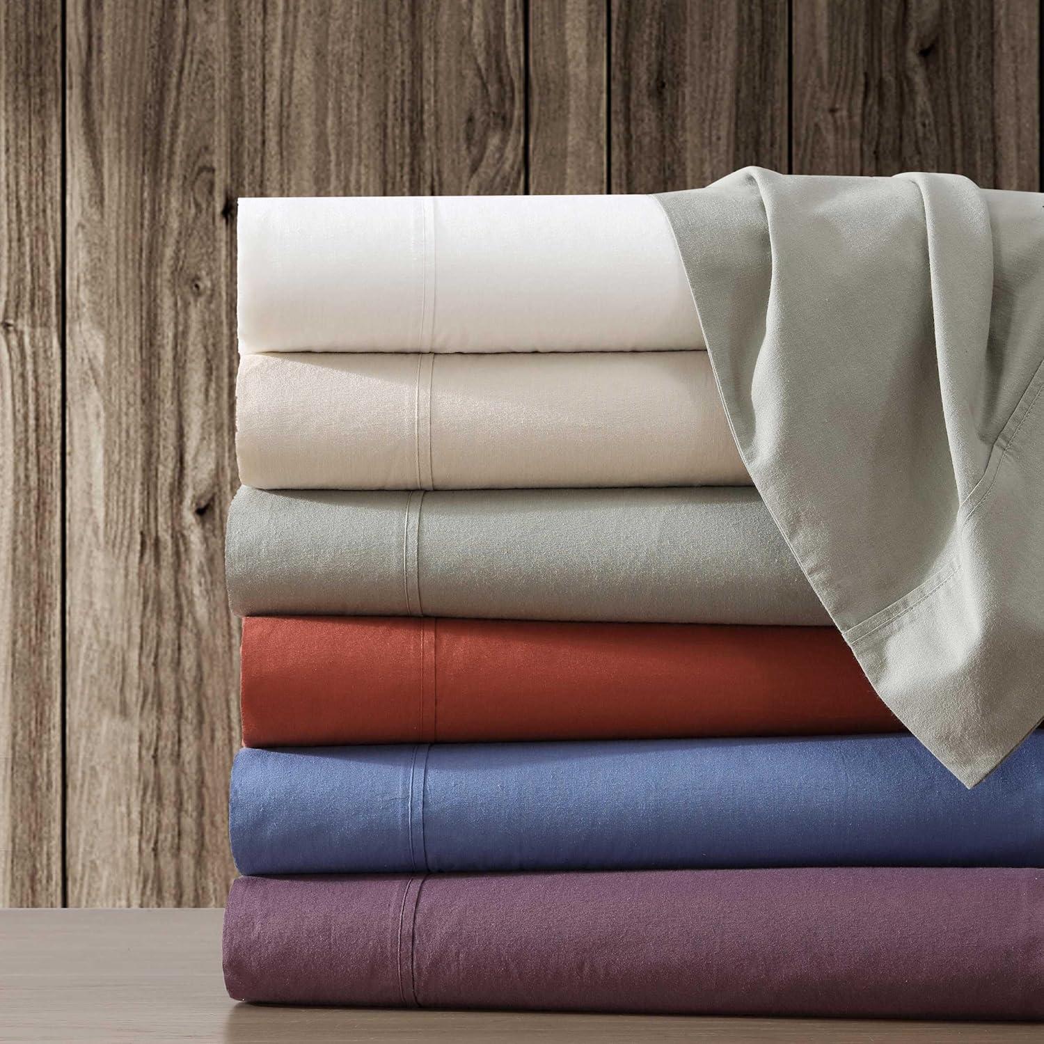 imageEddie Bauer  Queen Sheet Set Washed Percale Bedding Set with Deep Pockets Super Soft 100 Luxury Cotton with Smooth Percale Weave Percale Purple QueenPercale Offwhite