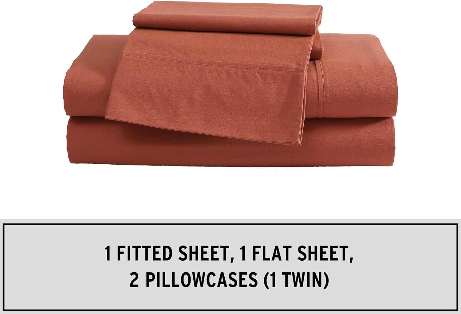 imageEddie Bauer  Queen Sheet Set Washed Percale Bedding Set with Deep Pockets Super Soft 100 Luxury Cotton with Smooth Percale Weave Percale Purple QueenPercale Orange