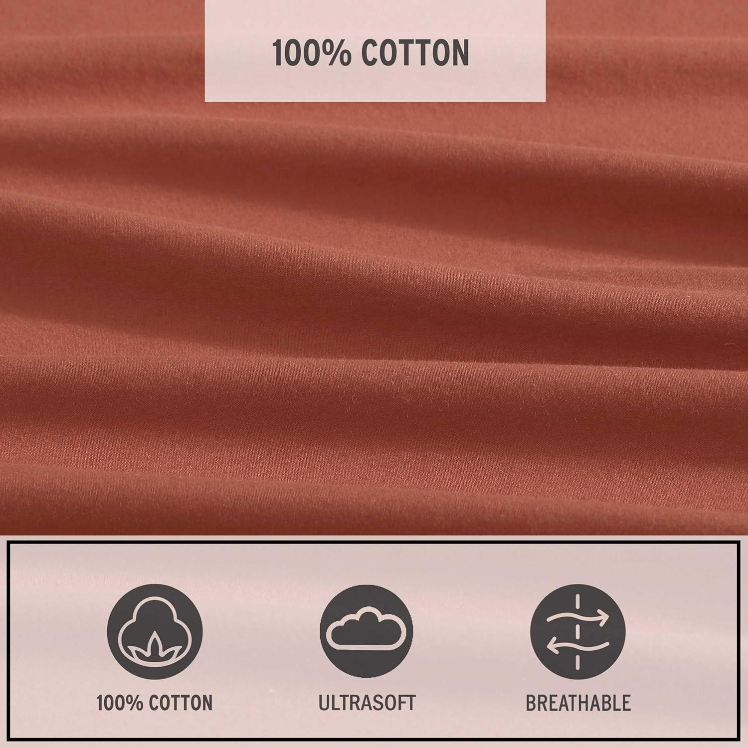 imageEddie Bauer  Queen Sheet Set Washed Percale Bedding Set with Deep Pockets Super Soft 100 Luxury Cotton with Smooth Percale Weave Percale Purple QueenPercale Orange