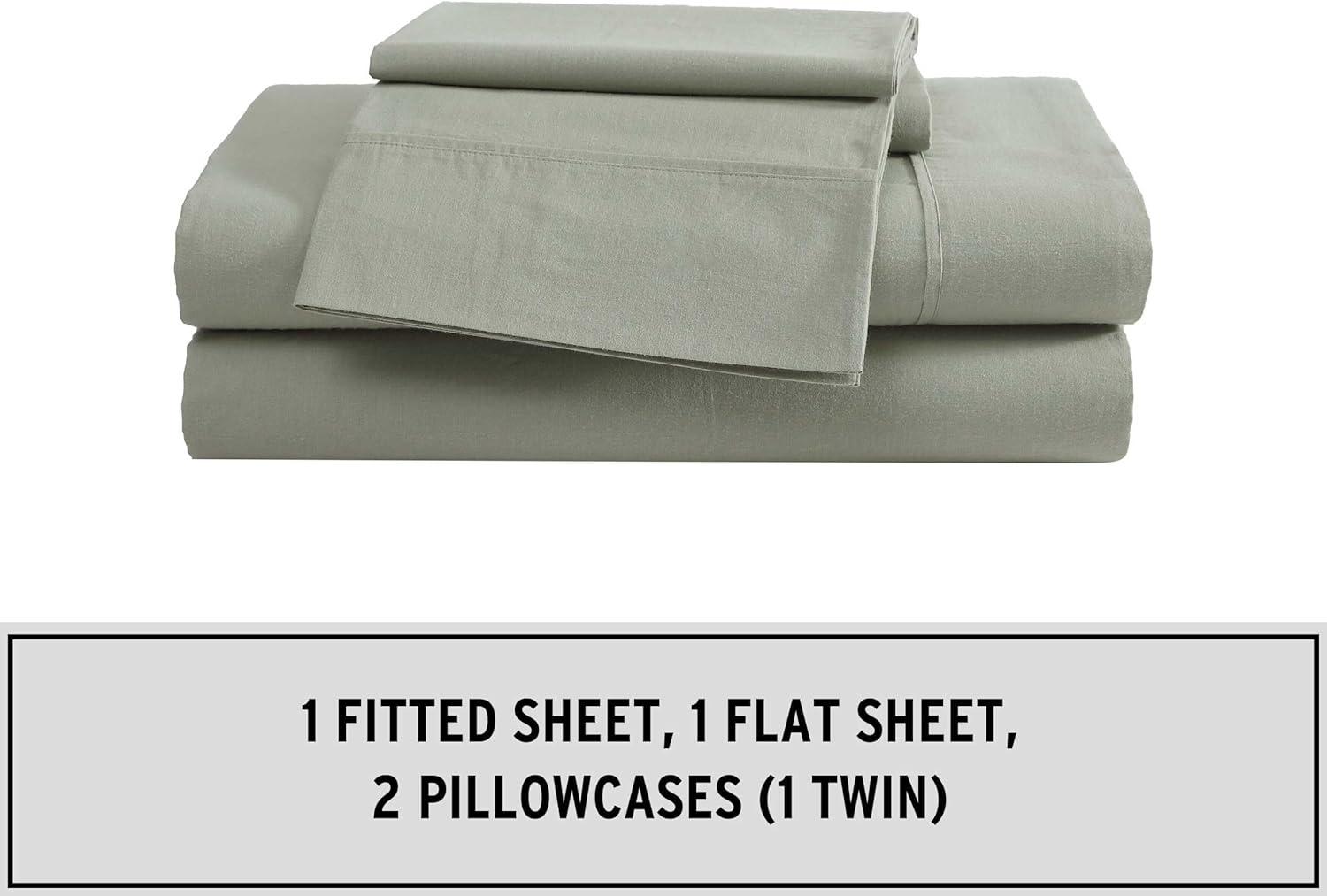 imageEddie Bauer  Queen Sheet Set Washed Percale Bedding Set with Deep Pockets Super Soft 100 Luxury Cotton with Smooth Percale Weave Percale Purple QueenPercale Green