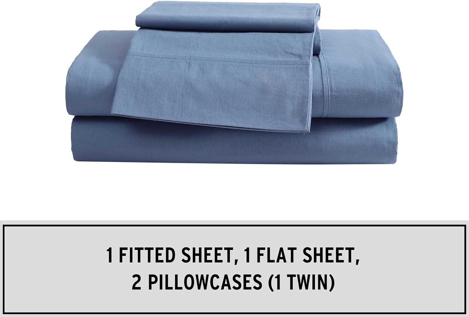imageEddie Bauer  Queen Sheet Set Washed Percale Bedding Set with Deep Pockets Super Soft 100 Luxury Cotton with Smooth Percale Weave Percale Purple QueenPercale Blue