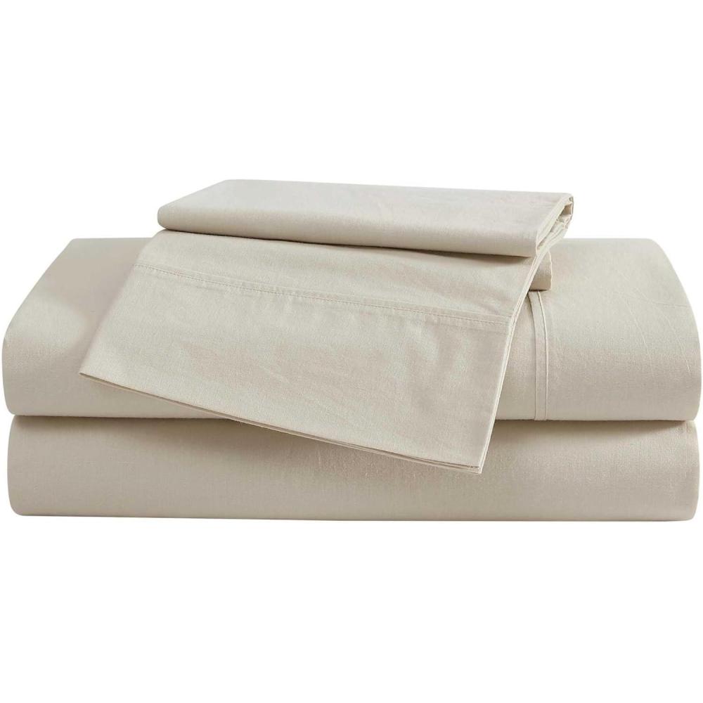 imageEddie Bauer  Queen Sheet Set Washed Percale Bedding Set with Deep Pockets Super Soft 100 Luxury Cotton with Smooth Percale Weave Percale Purple QueenPercale Light Grey