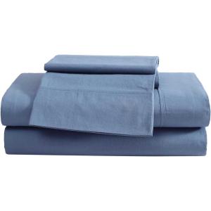 imageEddie Bauer  Queen Sheet Set Washed Percale Bedding Set with Deep Pockets Super Soft 100 Luxury Cotton with Smooth Percale Weave Percale Purple QueenPercale Blue
