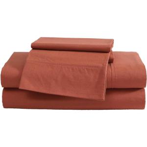 imageEddie Bauer  Queen Sheet Set Washed Percale Bedding Set with Deep Pockets Super Soft 100 Luxury Cotton with Smooth Percale Weave Percale Purple QueenPercale Orange