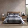 imageEddie Bauer  Oversized Queen Comforter Set 7 Piece Bed in a Bag Bedding Set Easy Care Cotton Percale Blend UltraSoft Breathable Fabrics Plaid Grey QueenPlaid Grey