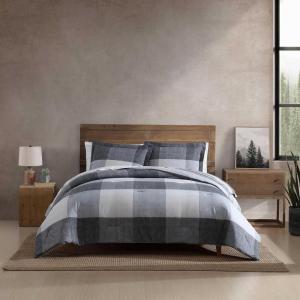 imageEddie Bauer  Oversized Queen Comforter Set 7 Piece Bed in a Bag Bedding Set Easy Care Cotton Percale Blend UltraSoft Breathable Fabrics Plaid Grey QueenPlaid Grey