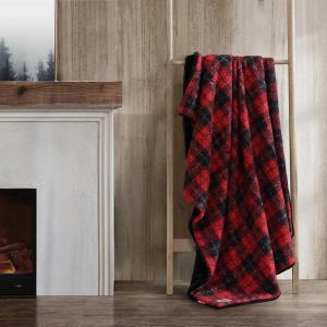 imageEddie Bauer  Throw Blanket Boucle Bedding with Faux Fur Reverse Soft ampamp Cozy Plaid Home Decor Capitol Hill Plaid Red 50quot x 70quotCapitol Hill Plaid Red