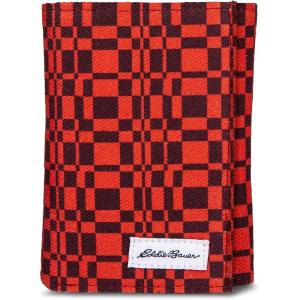imageEddie Bauer Men Signature Trifold Wallet Available Cotton Canvas Or Ripstop NylonCanvas Print  Red