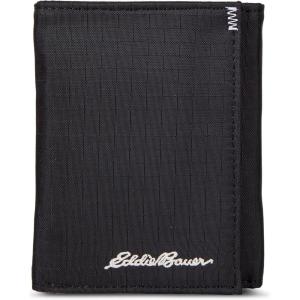 imageEddie Bauer Men Signature Trifold Wallet Available Cotton Canvas Or Ripstop NylonRipstop Nylon  Black