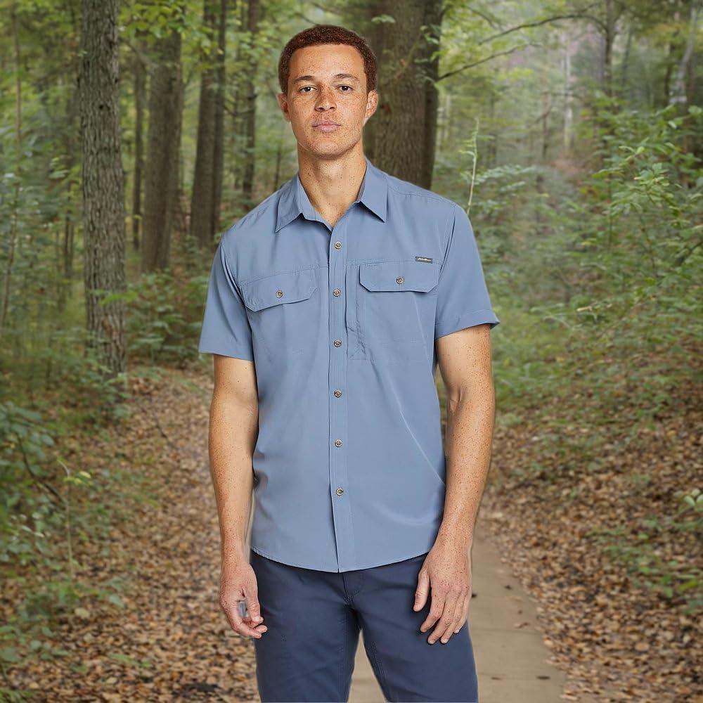 imageEddie Bauer Mens Atlas Exploration Flex ShortSleeve ShirtBlue Haze