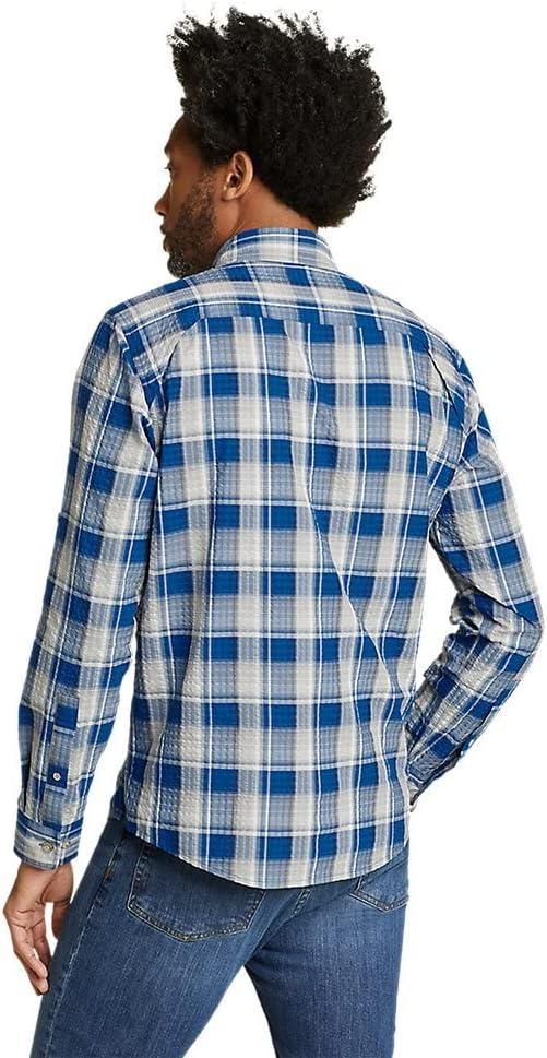 imageEddie Bauer Mens Pack It Seersucker LongSleeve ShirtTrue Blue