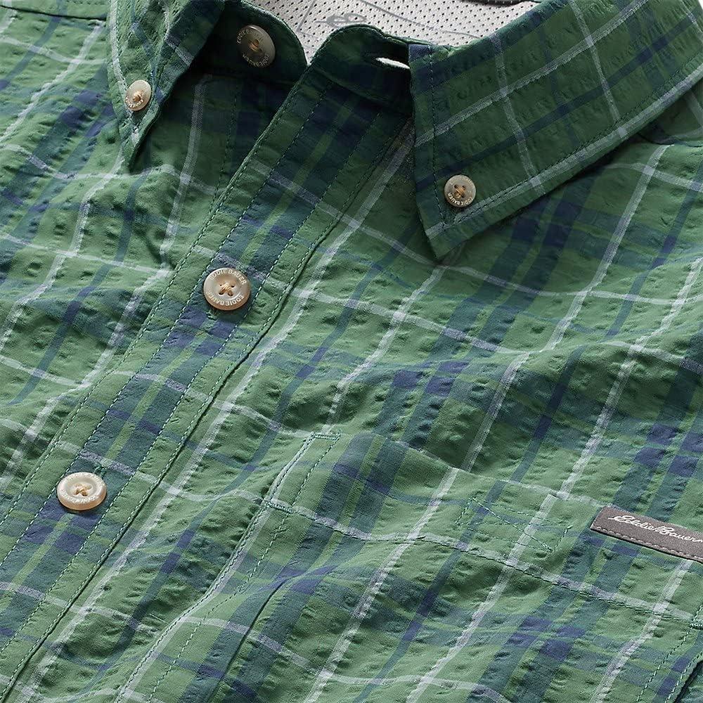imageEddie Bauer Mens Pack It Seersucker ShortSleeve ShirtIrish Green
