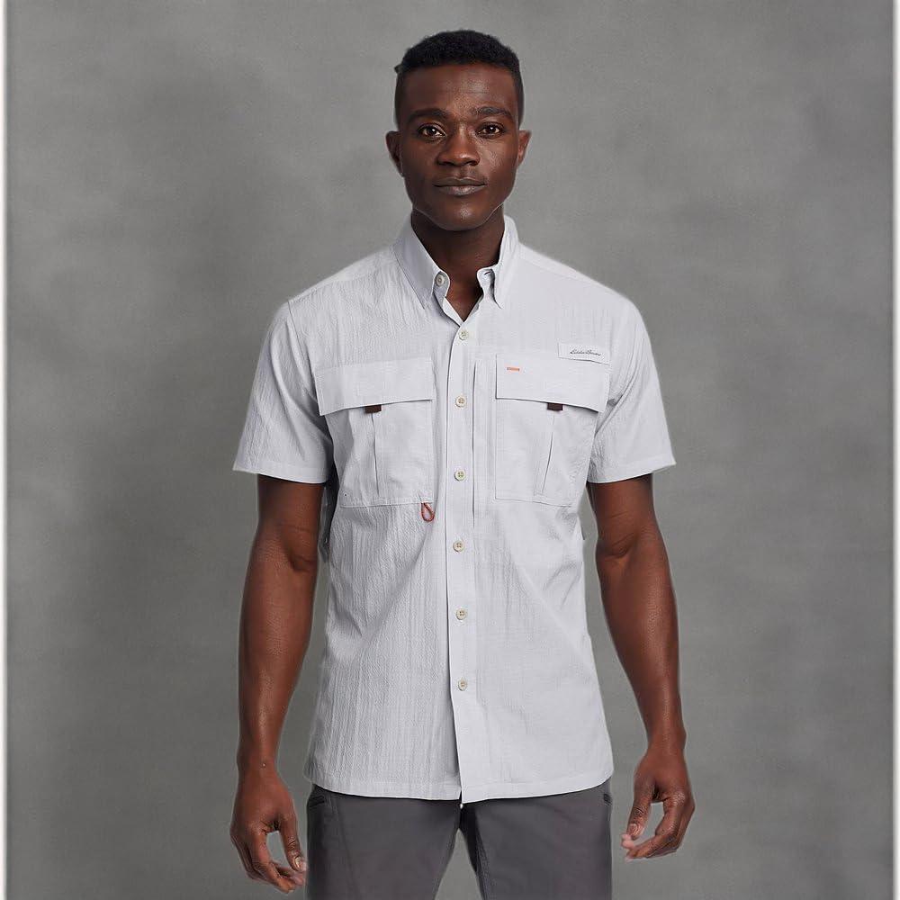 imageEddie Bauer mens Upf Guide 20 Shortsleeve ShirtLt Gray