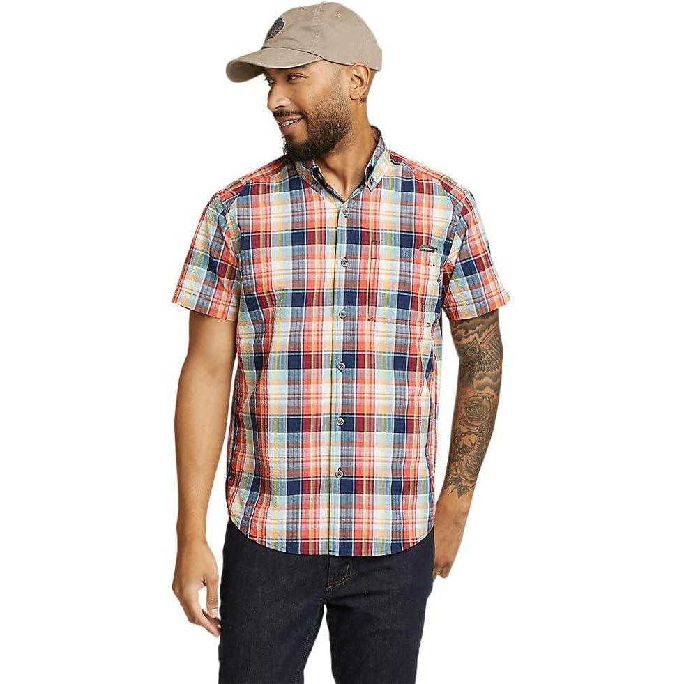 imageEddie Bauer Mens Pack It Seersucker ShortSleeve ShirtRed