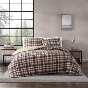 imageEddie Bauer  Queen Comforter Set Reversible Plaid Alt Down Bedding with Matching Shams Home Decor for Colder Months Astoria Red QueenAstoria RedCharcoal