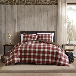 imageEddie Bauer  Queen Comforter Set Reversible Plaid Alt Down Bedding with Matching Shams Home Decor for Colder Months Astoria Red QueenNavigation RedBlackIvory