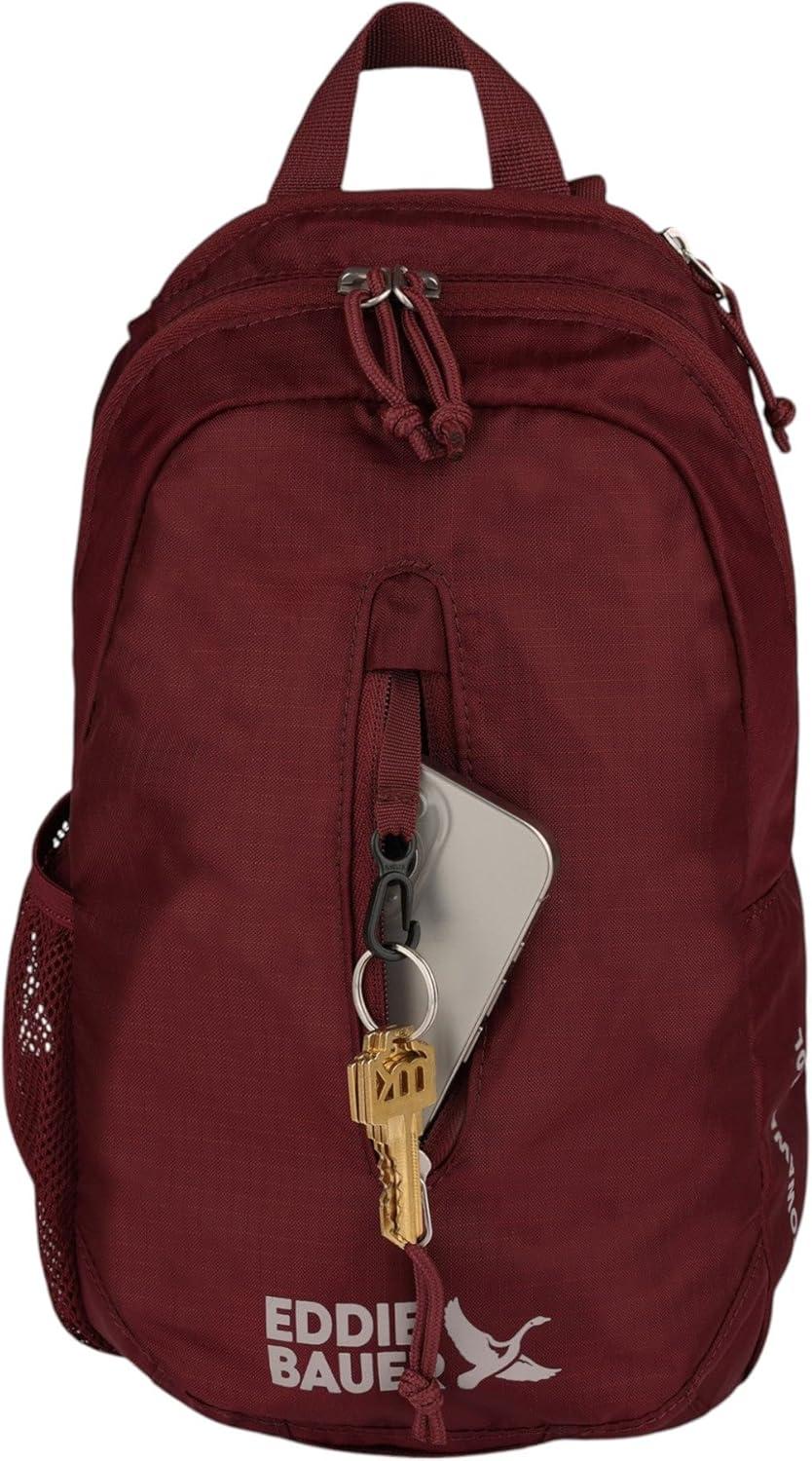 imageEddie Bauer Stowaway Packable Sling Bag  Foldable  Travel  Outdoor  Lightweight  Compact  Everyday Carry  Ripstop Nylon  10L  Black CherryBlack Cherry