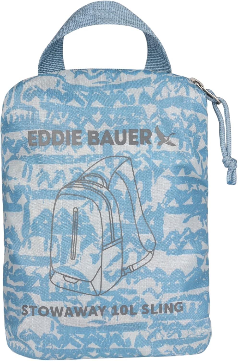 imageEddie Bauer Stowaway Packable Sling Bag  Foldable  Travel  Outdoor  Lightweight  Compact  Everyday Carry  Ripstop Nylon  10L  Black CherryBlue Fog